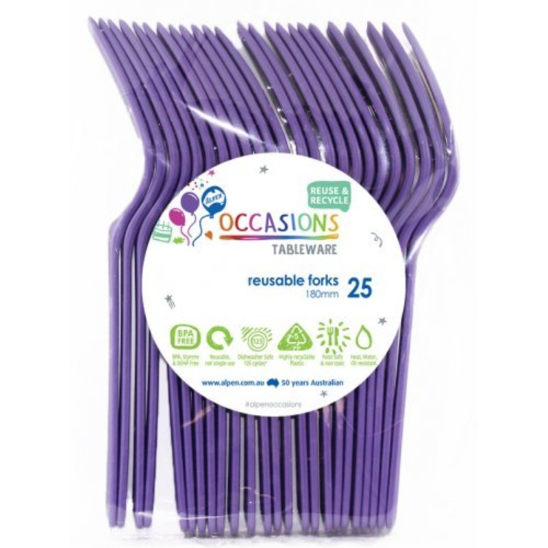 20pk Reusable Plastic Fork - Purple