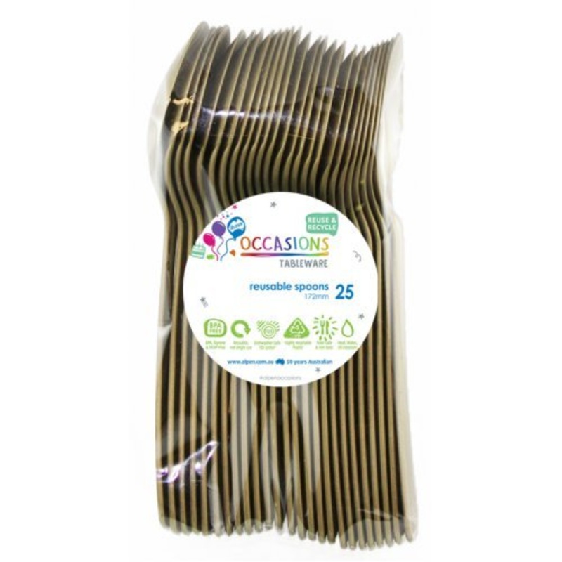 20pk Reusable Plastic Spoons - Gold