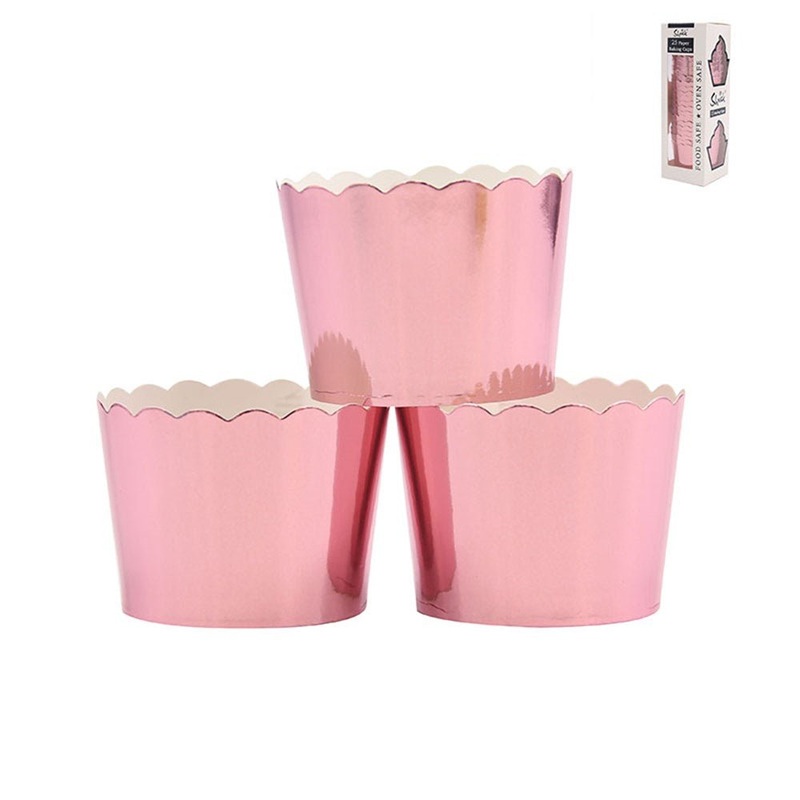 25pk Metallic Rose Gold Paper Baking Cups