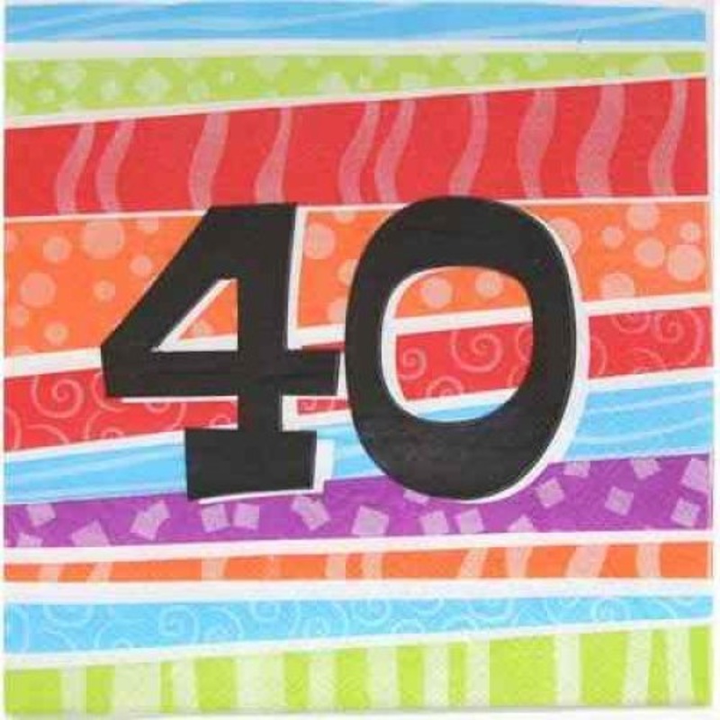 25pk Printed 40 Luncheon Napkins - 40th Birthday