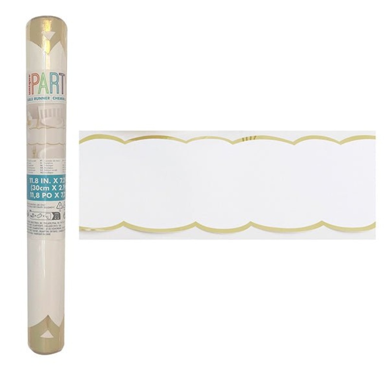 2m Scalloped Gold Foil Stamped Paper Table Runner