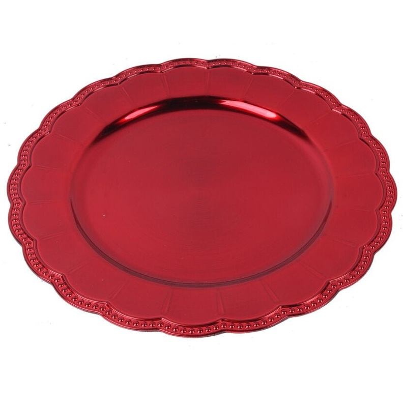 33cm Red Melamine Charger Plate