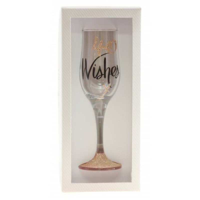 40th Birthday Wishes Rose Gold Champagne Glass