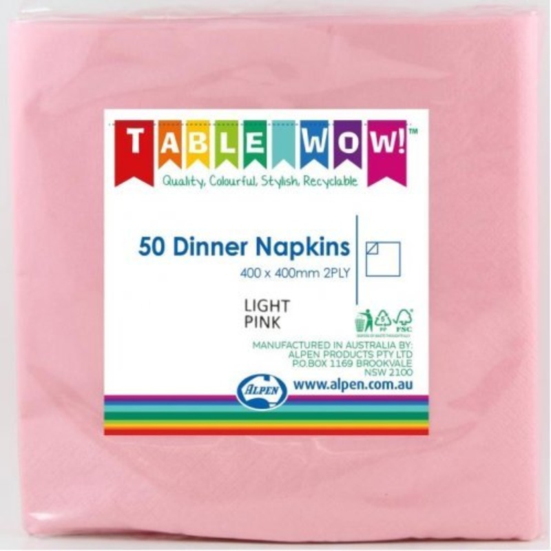 50pk Dinner Napkins - Light Pink