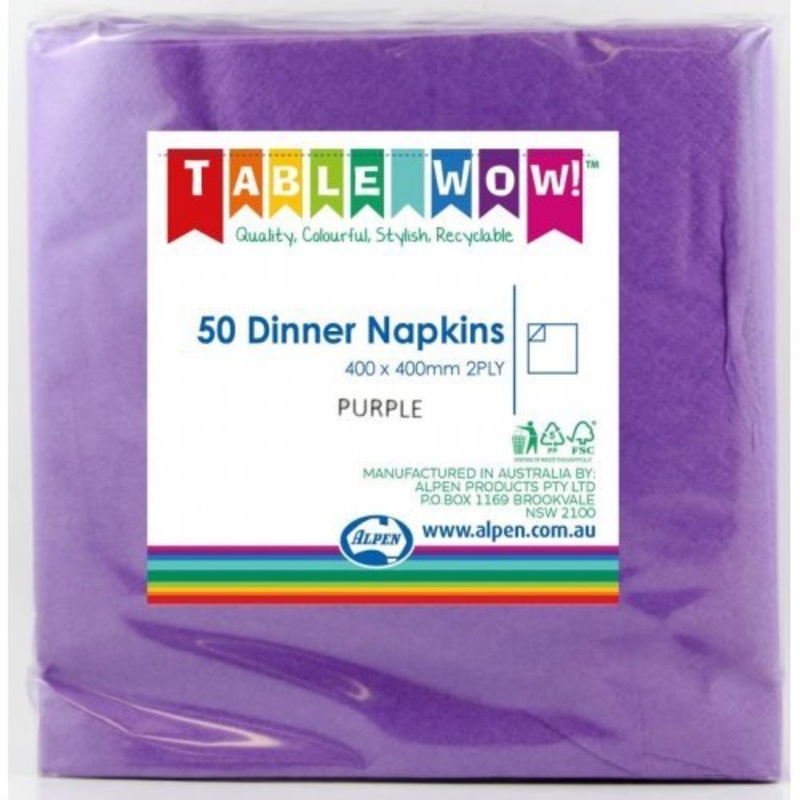 50pk Dinner Napkins - Purple