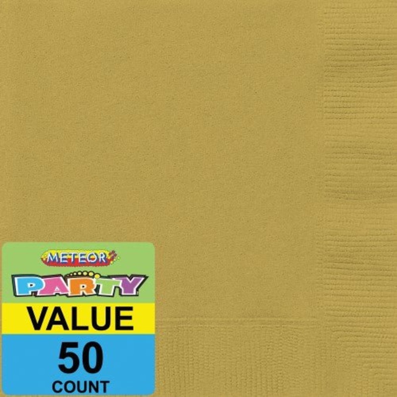50pk Paper Napkins - Gold