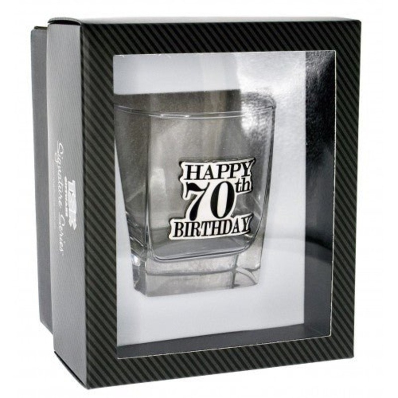 70th Birthday Badge Premium Scotch Glass