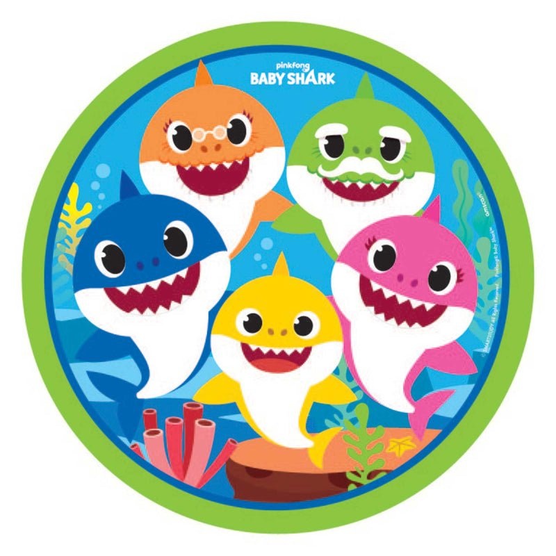 8pk Baby Shark Family Paper Plates 23cm