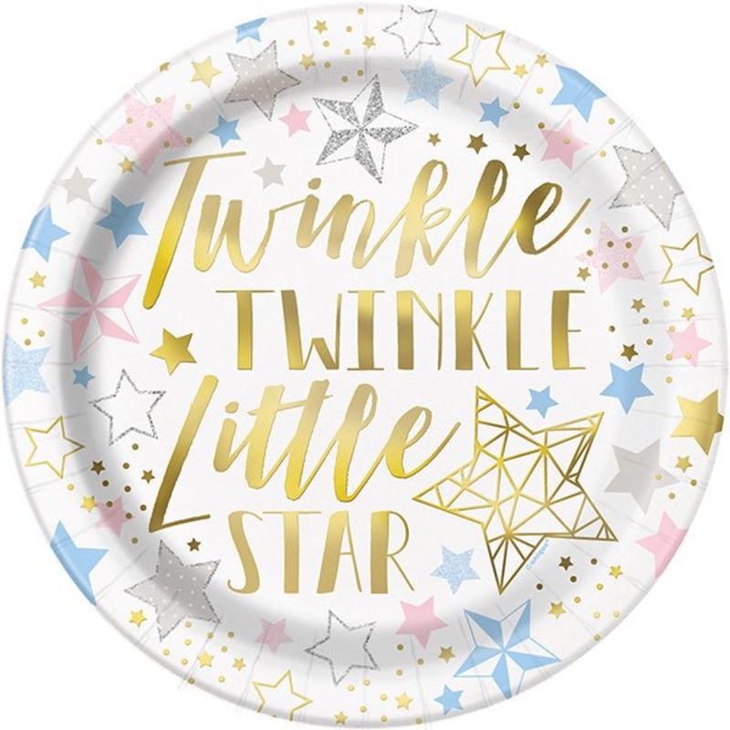 8pk Foil Stamped Twinkle Star Paper Plates