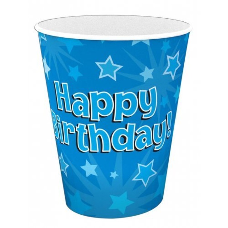 8pk Hapyy Birthday Paper Cups - Blue