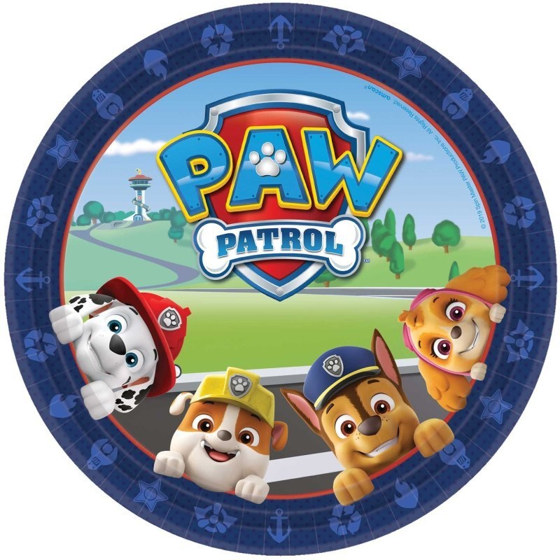 8pk Paw Patrol Adventures Round Paper Plates 23cm