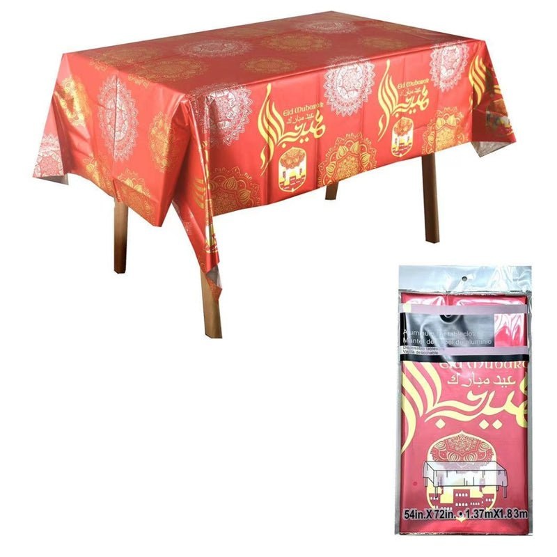 EID Mubarak Rectangle Plastic Foil Tablecloth