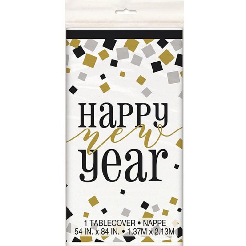 Happy New Year Confetti Plastic Tablecover