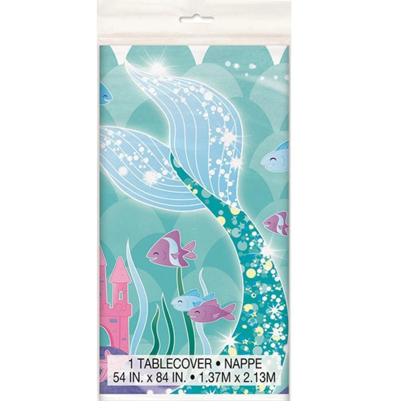 Mermaid Print Plastic Tablecloth