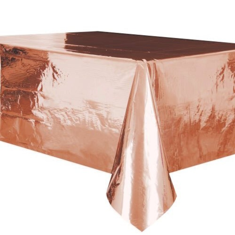 Metallic Rose Gold Plastic Rectangle Tablecloth