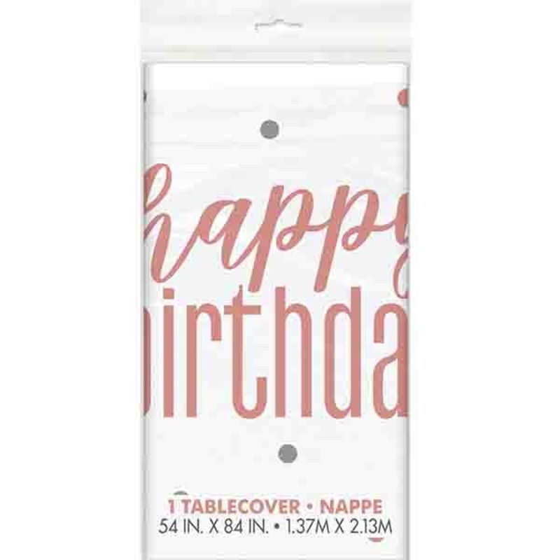 Rose Gold Happy Birthday Rectangle Tablecloth