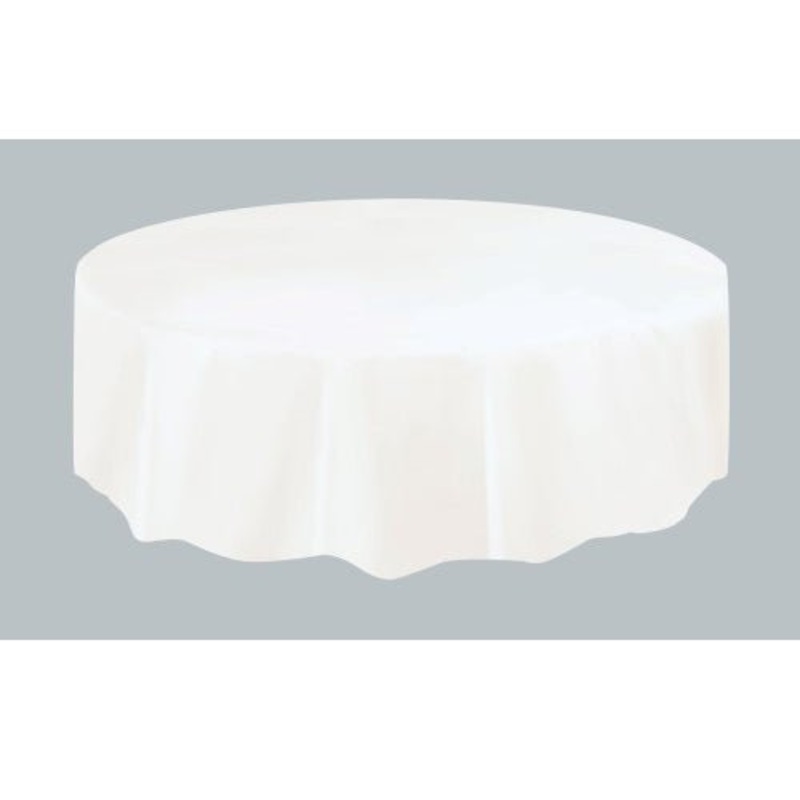 Round Plastic Tablecloth - White