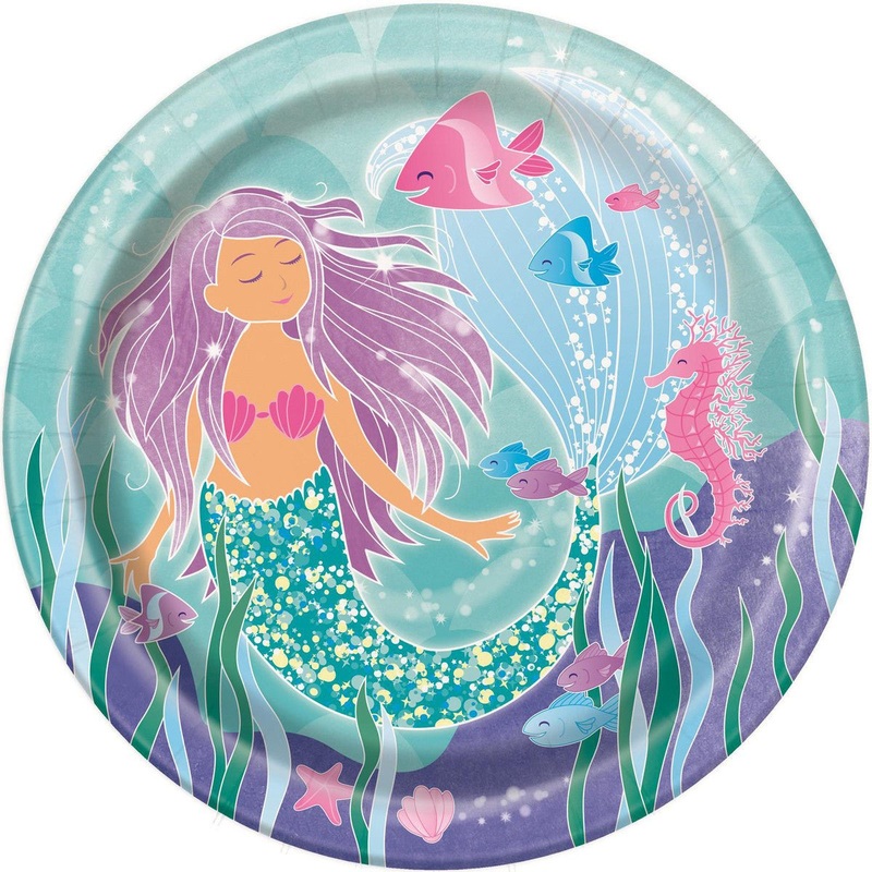 8pk Mermaid Print Paper Plates