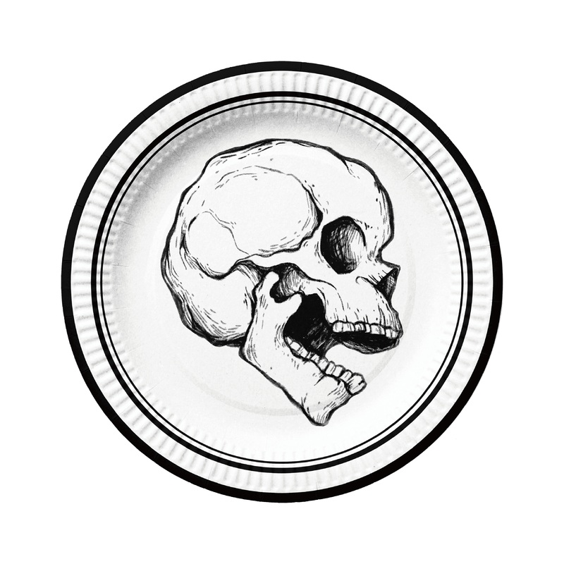 Gothic Skull Halloween Paper Plates (24 Pcs)