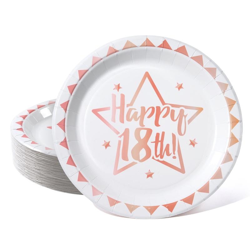 Happy 18th Birthday Paper Plates in Pink (24pcs)