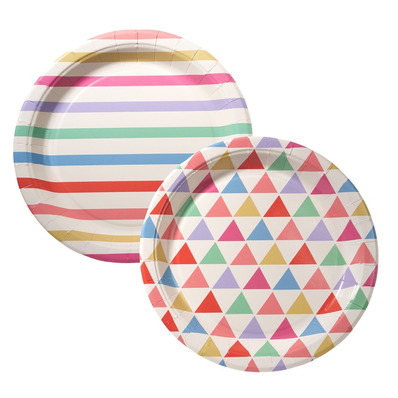 Rainbow Party Paper Plates Set 24 pcs