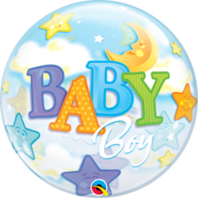 Baby Moon and Stars Bubble Helium Balloon (D)