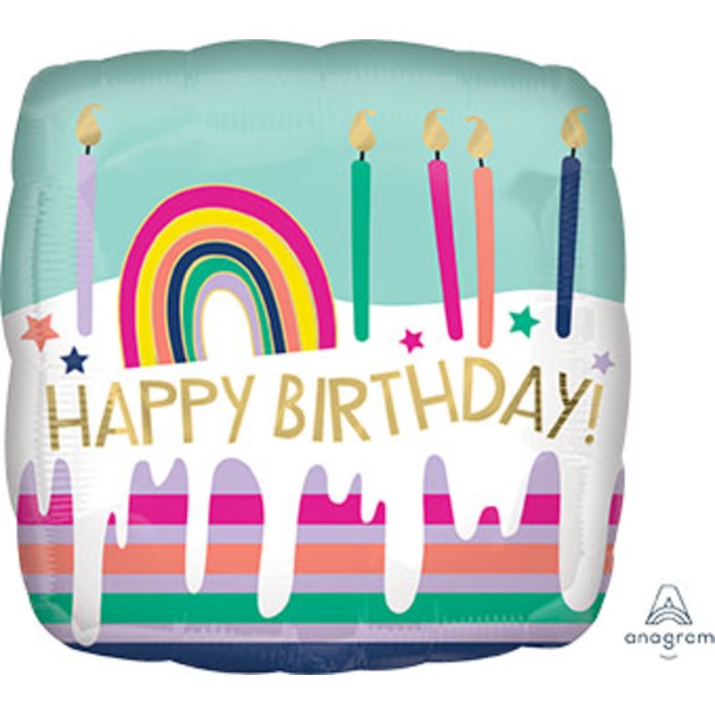 Birthday Frosted Stripe Cake Square 18"