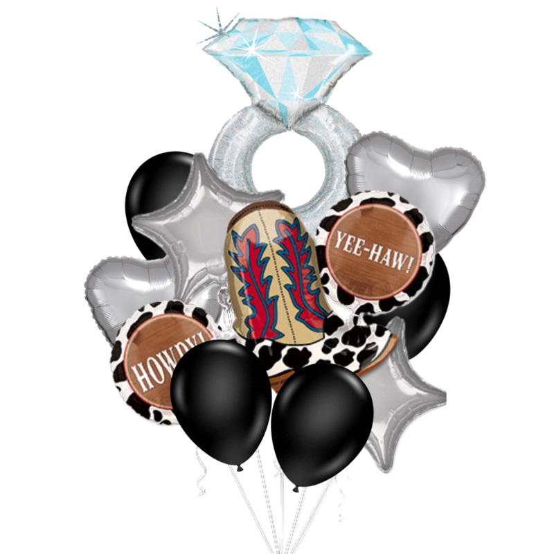 Boots & Bridal Delivery Bouquet (12 Balloons)