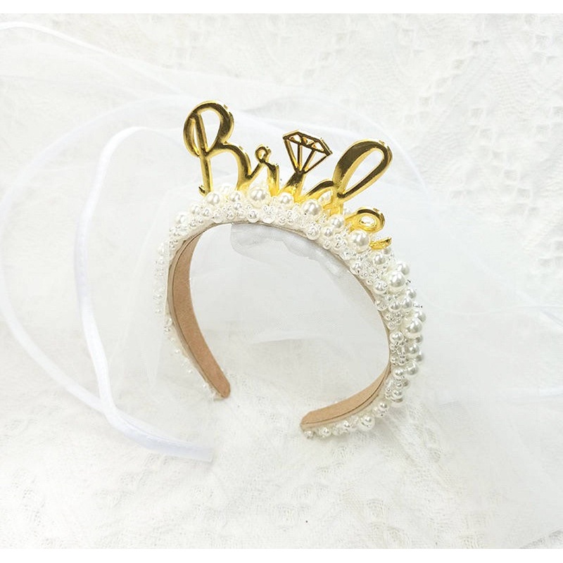 Gold Bride Headband Veil