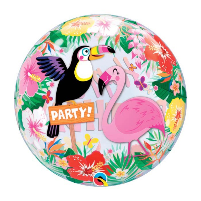 Tropical Birthday Luau Flamingo Bubble Balloon (D)