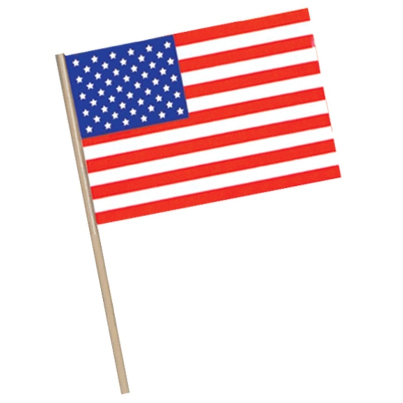 American Flag - Plastic - with 7.5 wooden stick