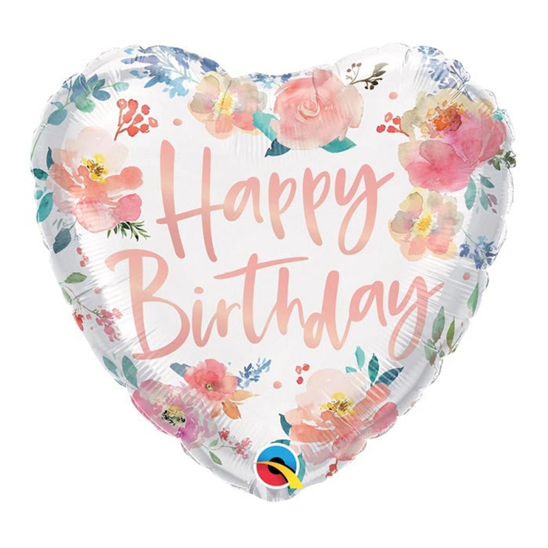 HAPPY BIRTHDAY WATERCOLOR ROSES ON HEART