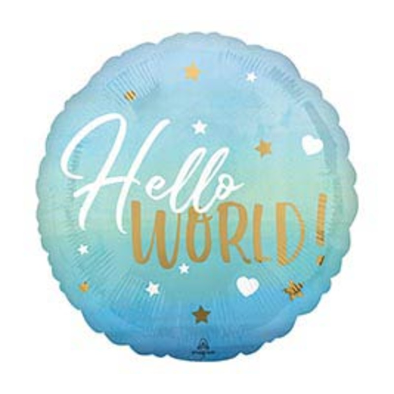 Hello World Ombre Baby Balloon (D)