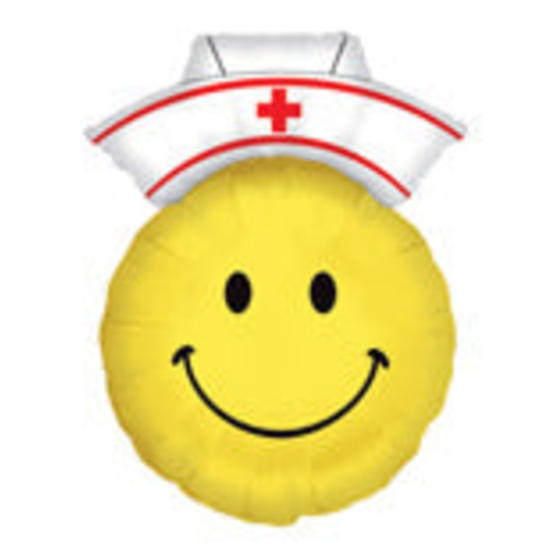 Large Nurse Smiley Face Get Well Balloon