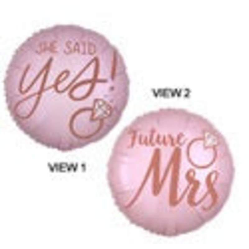 Standard 18" She said yes!/Future Mrs! Pink Round Balloon