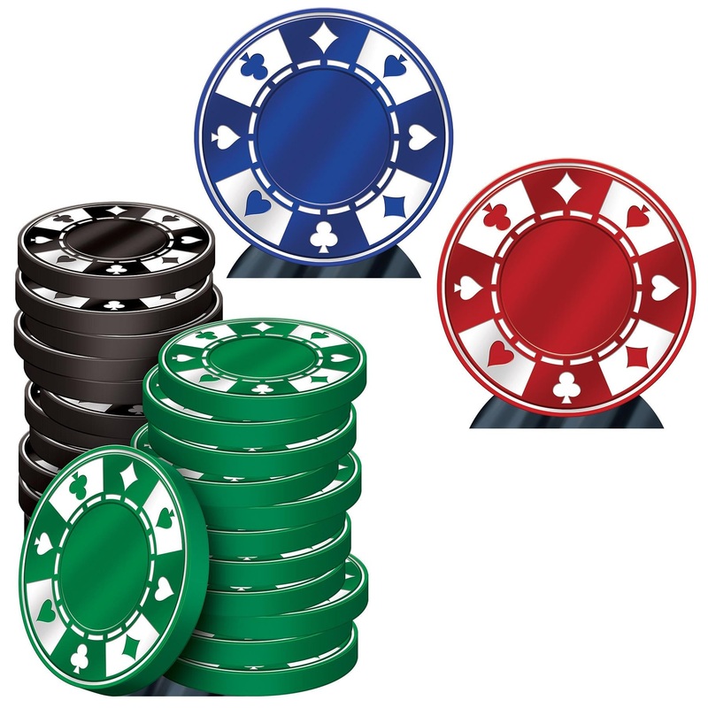 Casino Poker Chips Stand-Up Decoration (3 per Case)