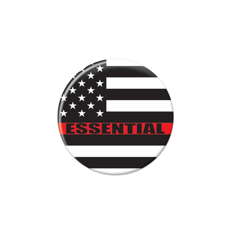 Essential Personnel Button Black/White/Red