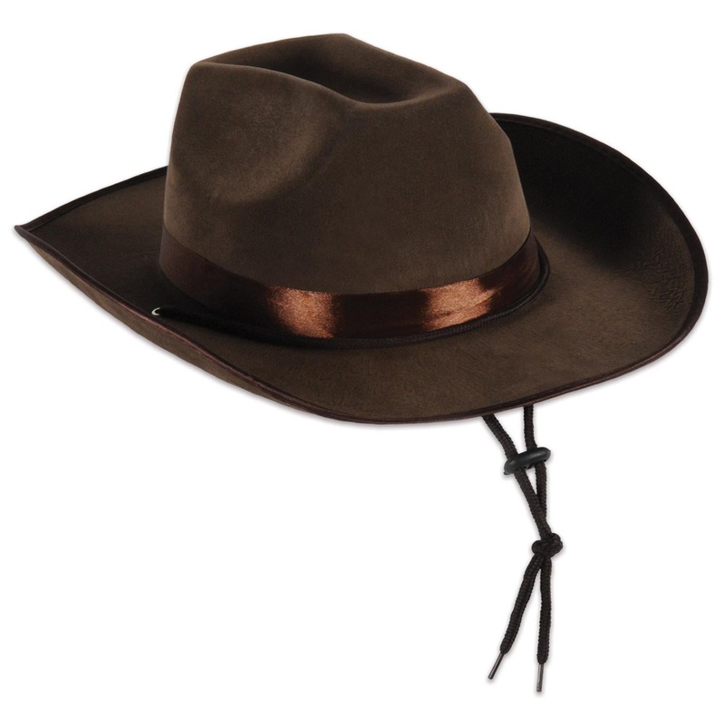 Faux Brown Leather Western Hat