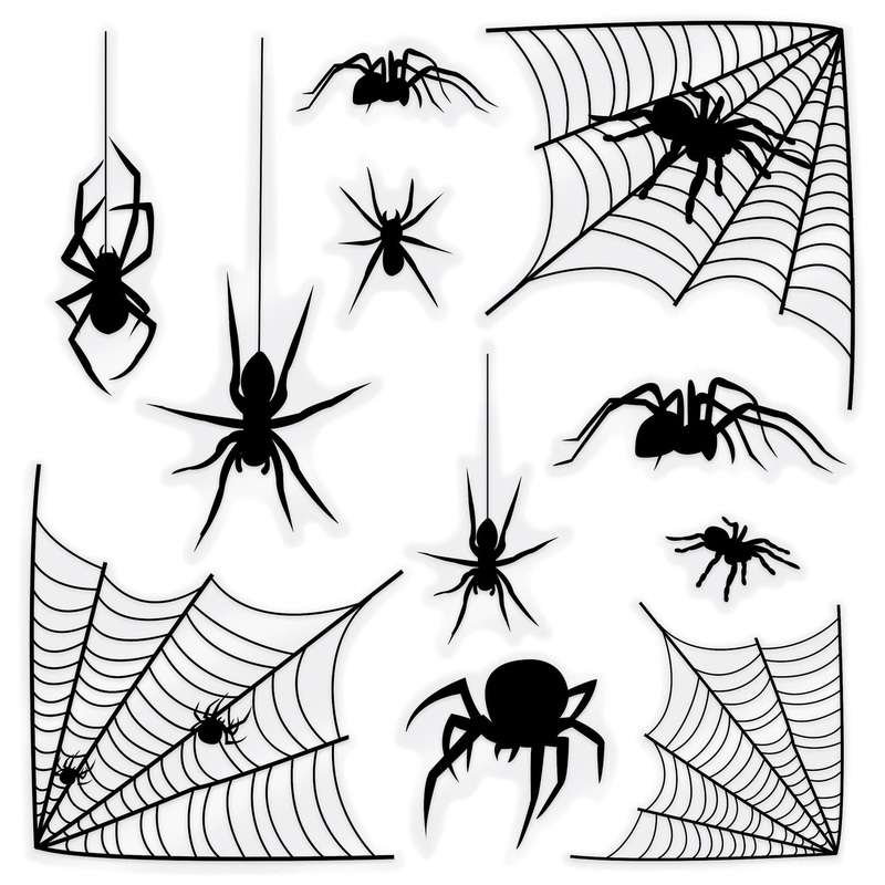 Halloween Spider & Spider Web Silhouette Clings (1 Sheet per Package)