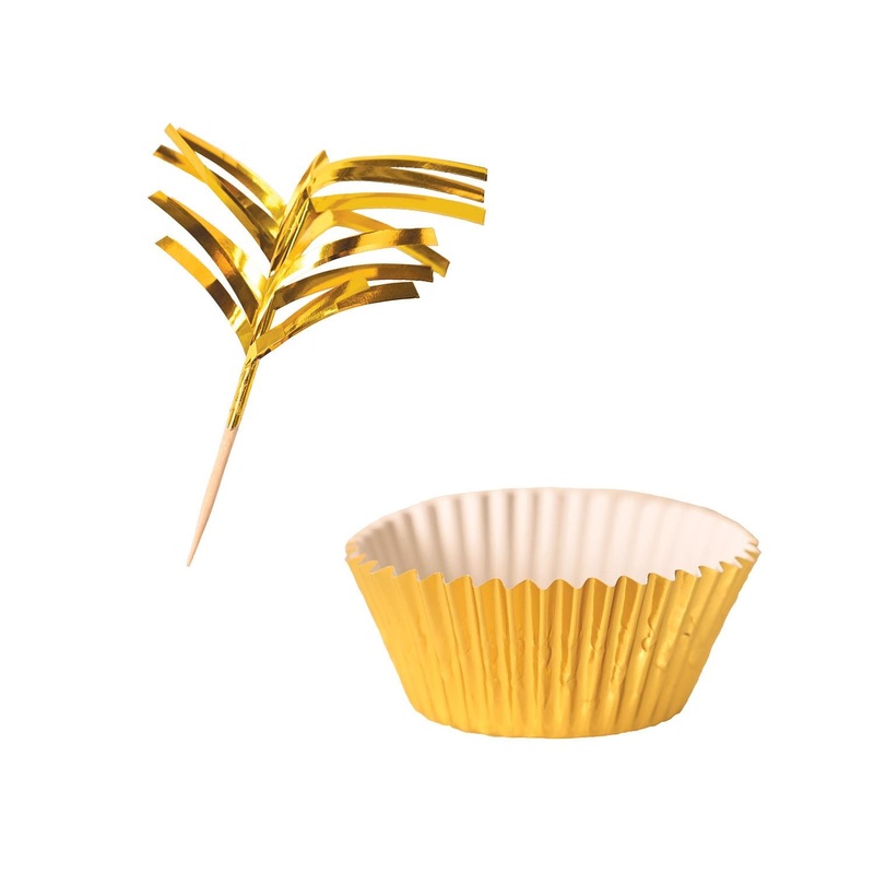 Metallic Party Cupcake Liners & Picks - Gold (144 Per Case)