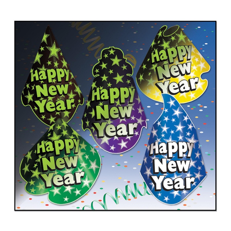Midnight Glow New Year's Eve Party Hats (50 per Case)