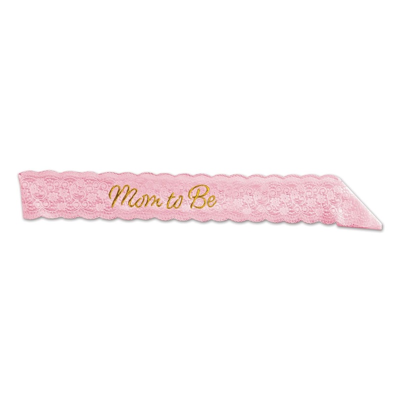 Mom To Be Lace Sash - pink