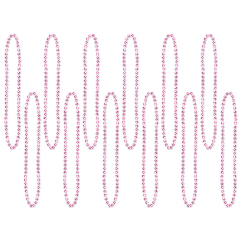 Party Bead Necklaces - Small Round - pink