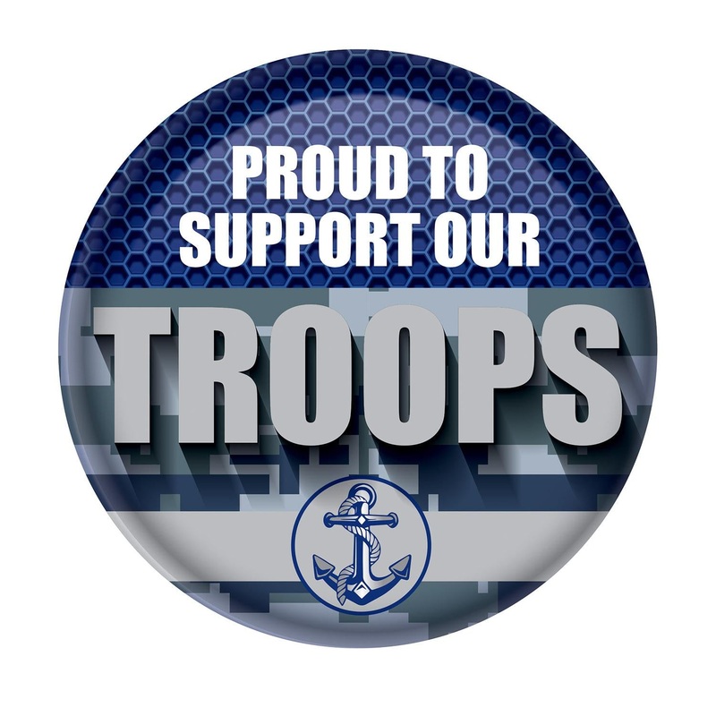 Proud To Support Our Troops Button- Navy