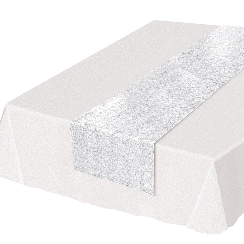 Sequined White Party Table Runner (12 Packages)