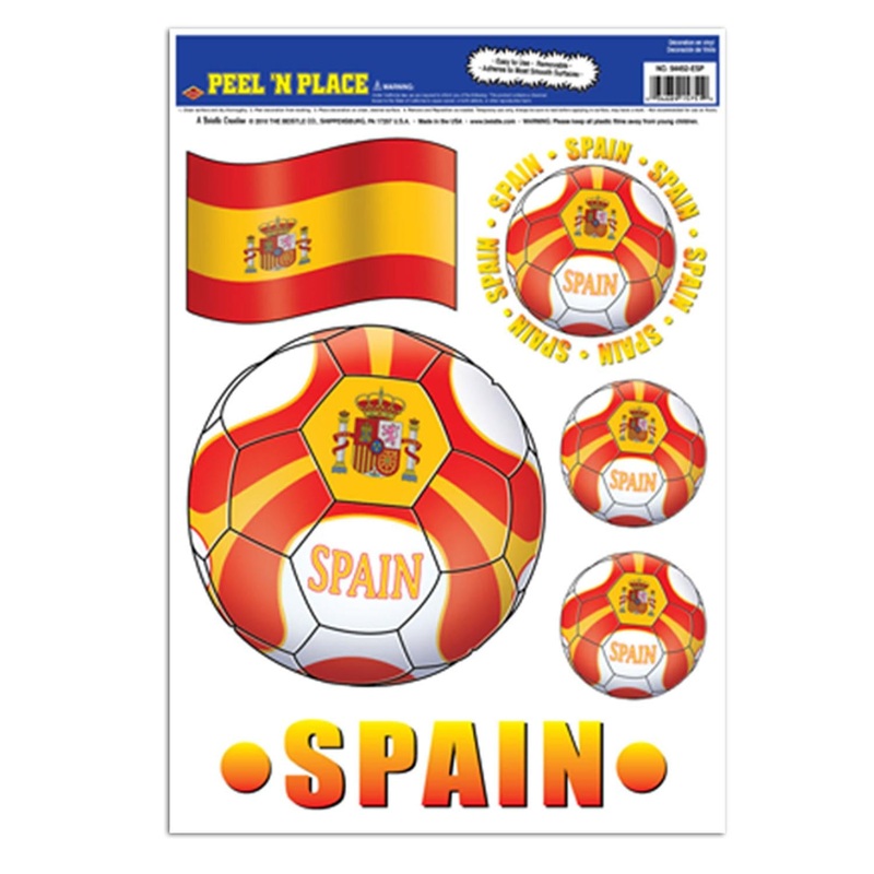 Soccer Party Peel 'N Place Clings - Spain (6 per Package)