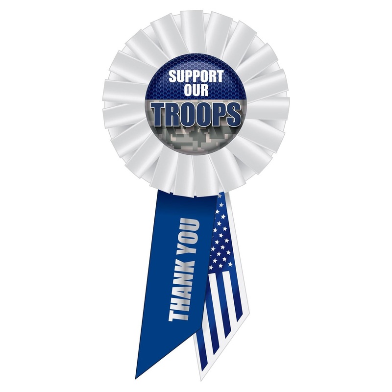 Support Our Troops Rosette- Navy and White