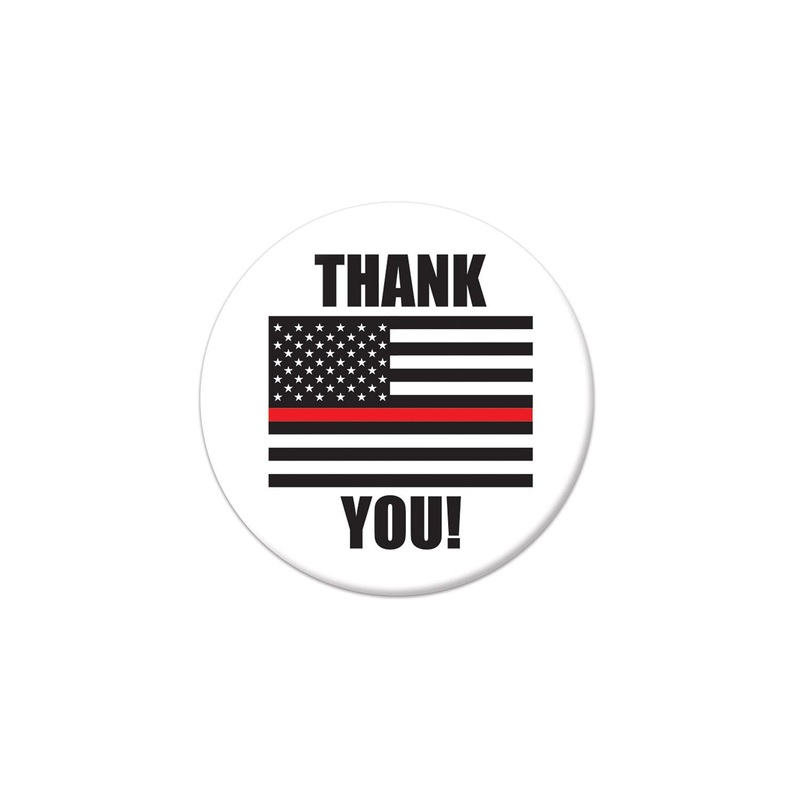 Thank You! Firefighters Button- Flag