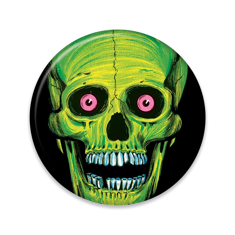 Vintage Halloween Skull Button- Green