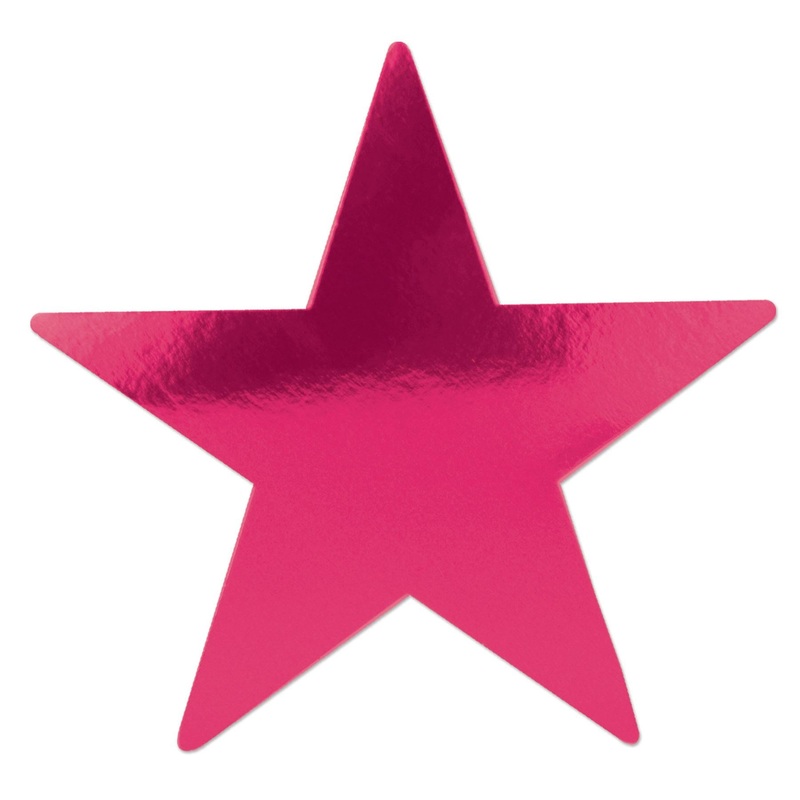 12" Foil Party Star Cutout- Cerise
